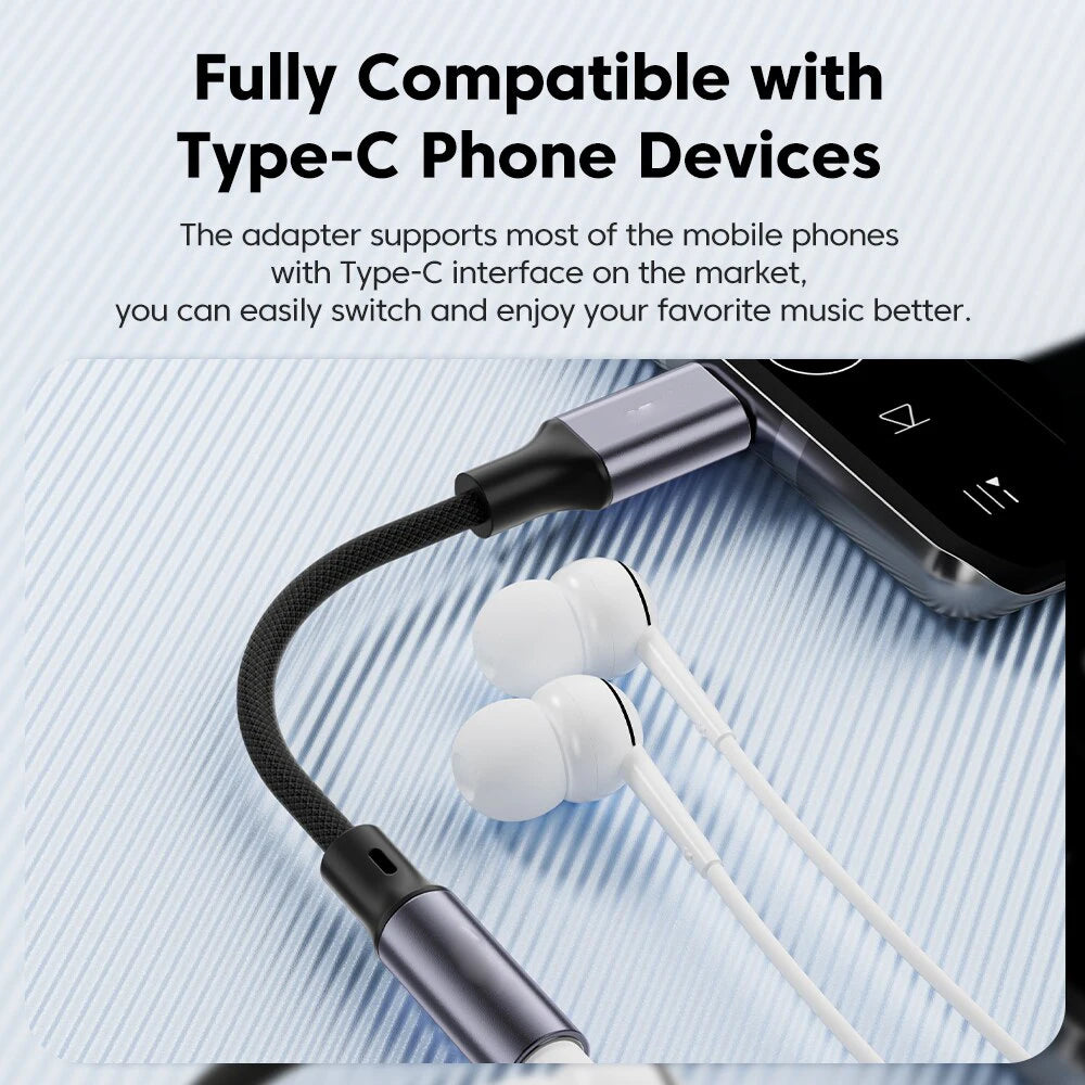 Durable Nylon Braided Type C Headphone Jack Adapter, Gold-Plated 3.5mm Aux Cable for Car/Music/Gaming (0ms Delay, Mic & Volume C