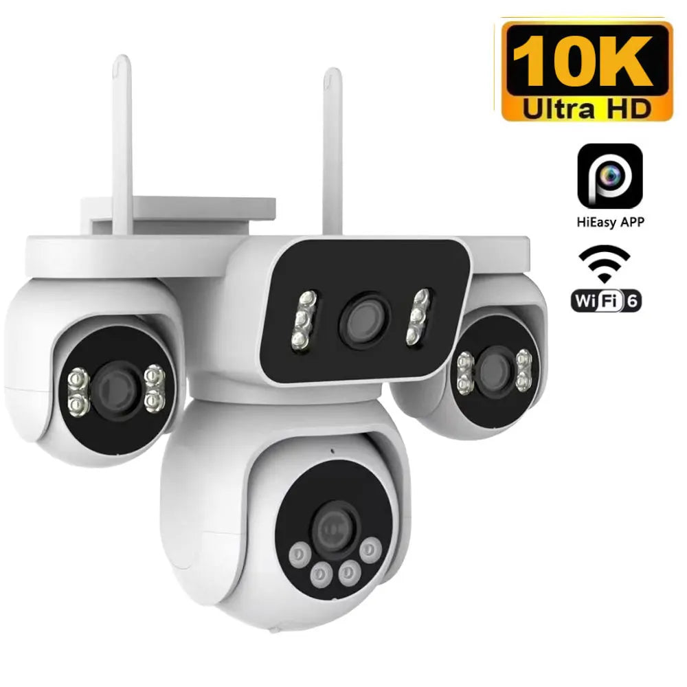 10K 20MP WiFi Security Camera Outdoor 16X Zoom 4 Lens 4 Screen 360° PTZ Camera IR Color Night Vision CCTV Wireless Surveillance
