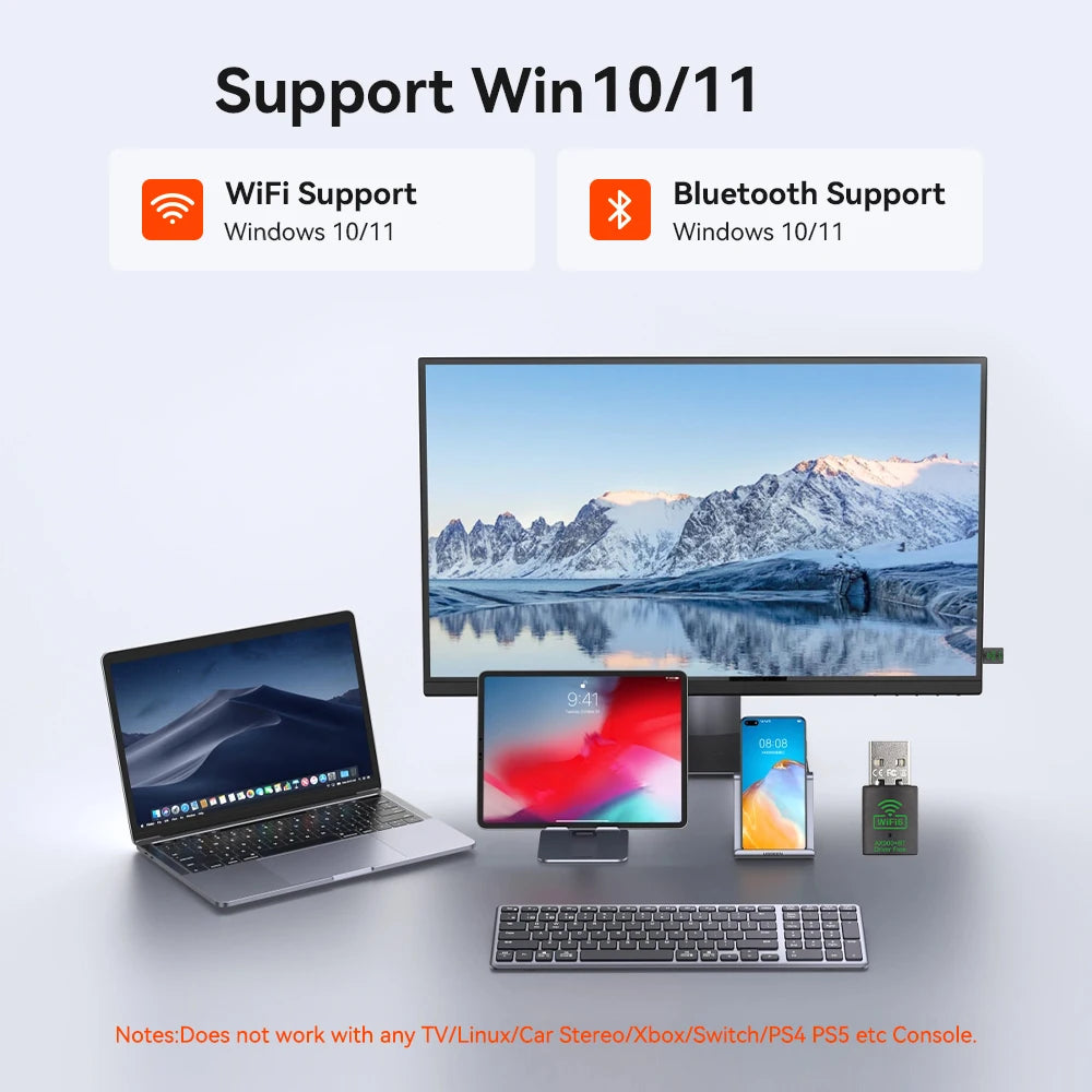 900Mbps USB WiFi Bluetooth Adapter 2 IN 1 Dual Band 2.4G/5GHz Wi-Fi Dongle High-Speed Wireless Network Card Receiver PC Laptop