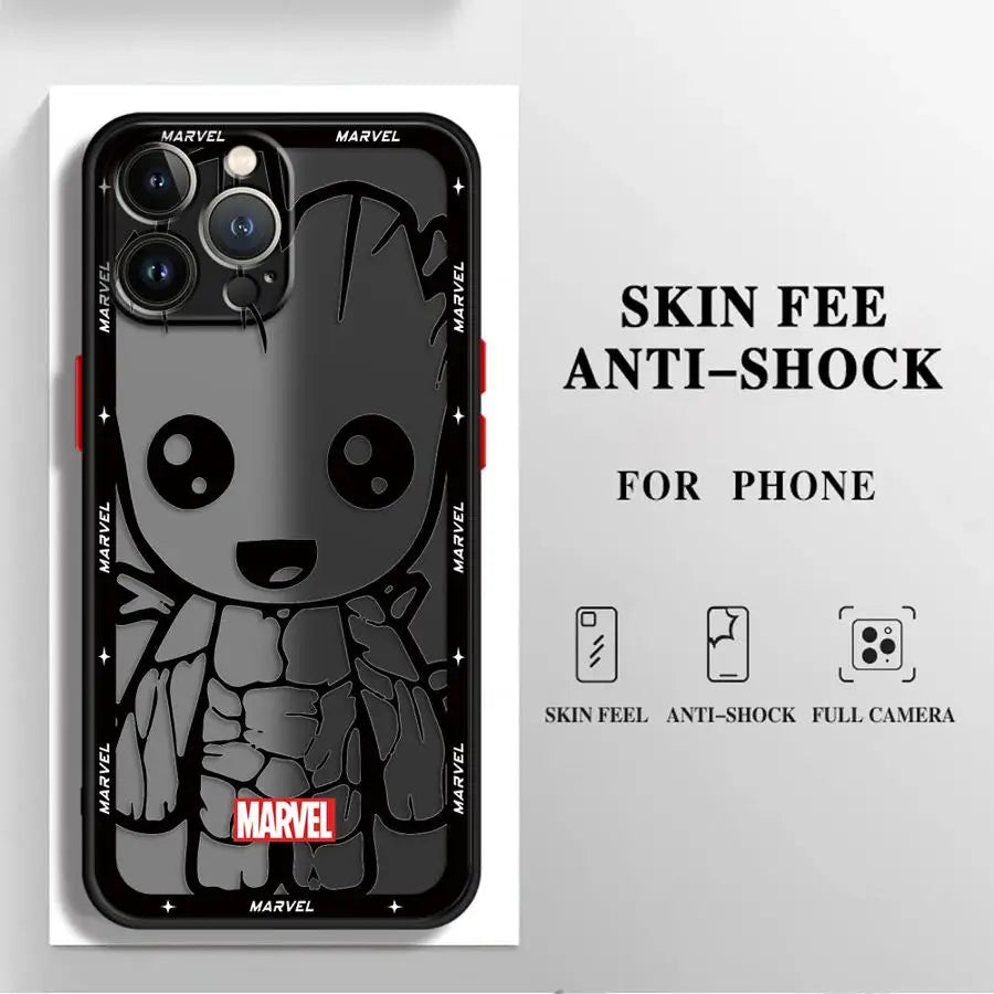Case for iPhone 17 Pro Max Air 7 8 SE 11 XS XR 12 16 Plus 14 15 13 Mini Funda Back Phone Cover Marvel Groot Venom