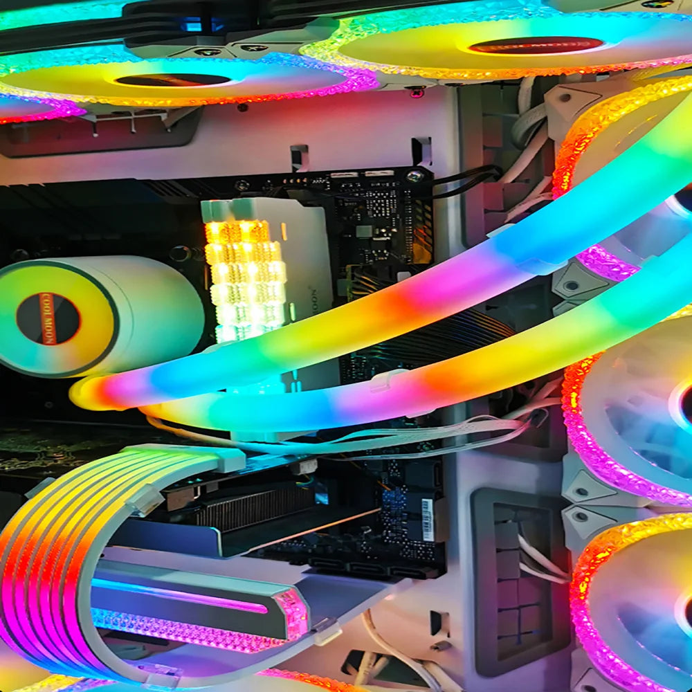 Flexible 5V Addressable ARGB Neon Tube Light with Cover Sleeve for Gaming PC AIO 120 240 360 CPU Water Liquid Cooler Retrofit