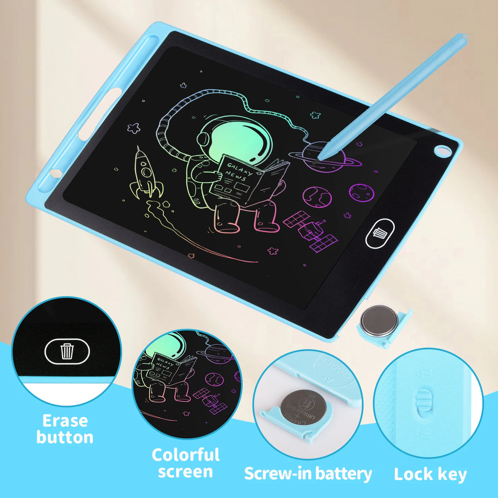 12" LCD Writing Tablet for Kids - Reusable Drawing Board with Eye Protection, Lock Function, Instant Erase - Gift for Boys Girls