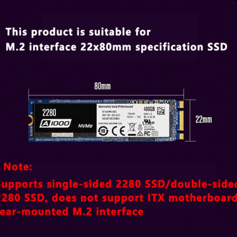 ICE Whale M.2-１ ARGB Sync Computer M.2 2280 SSD Radiator Aluminum M.2 Nvme Cooler Heatsink Solid State Drive Heat Sink Cooler