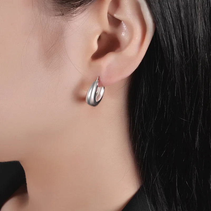 New 925 Sterling Silver Stud Earrings Golden Pretzel Clear CZ Geometric Punk For Women Girl Gift Jewelry Dropshipping Wholesale