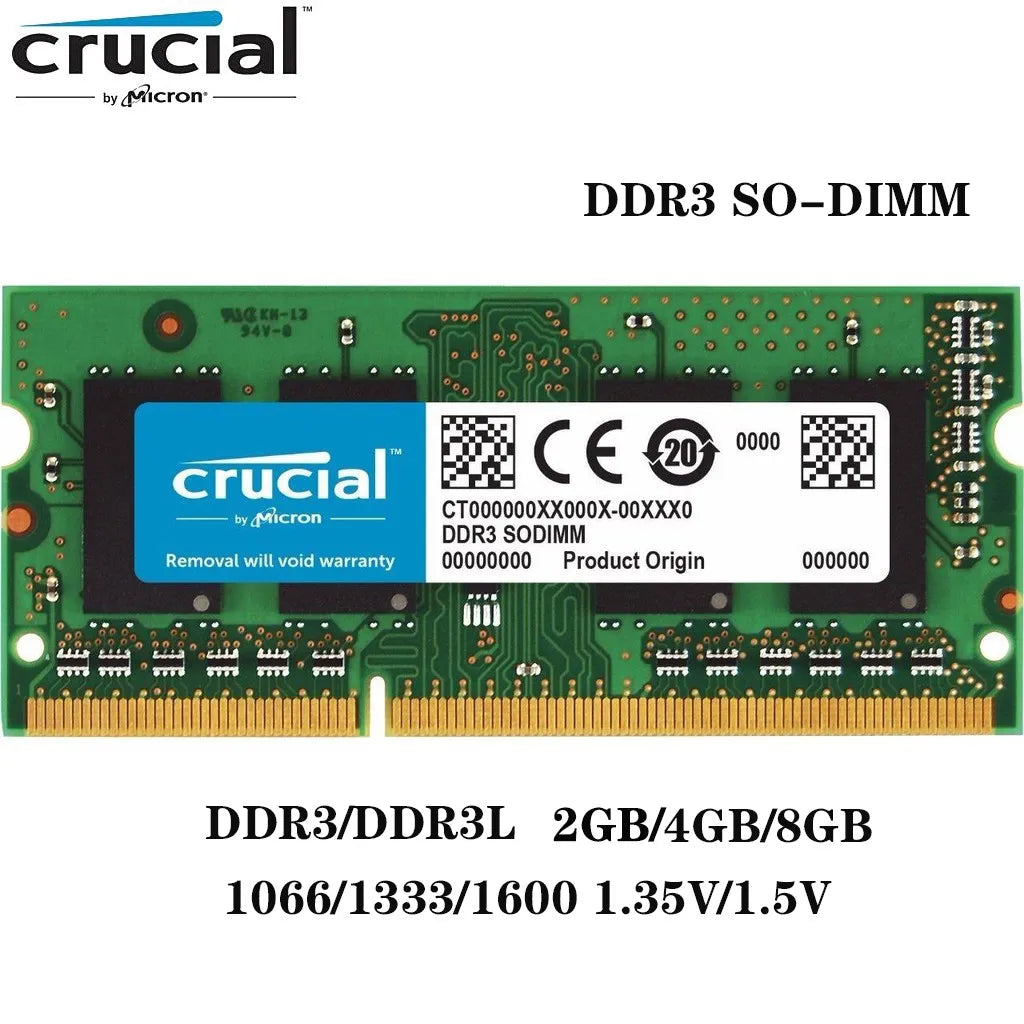 Crucial Laptop RAM ddr3 ddr3l 8gb 4gb 2gb 16GB 1600mhz 1333mhz 1066mhz SODIMM Memory PC3-12800S PC3L