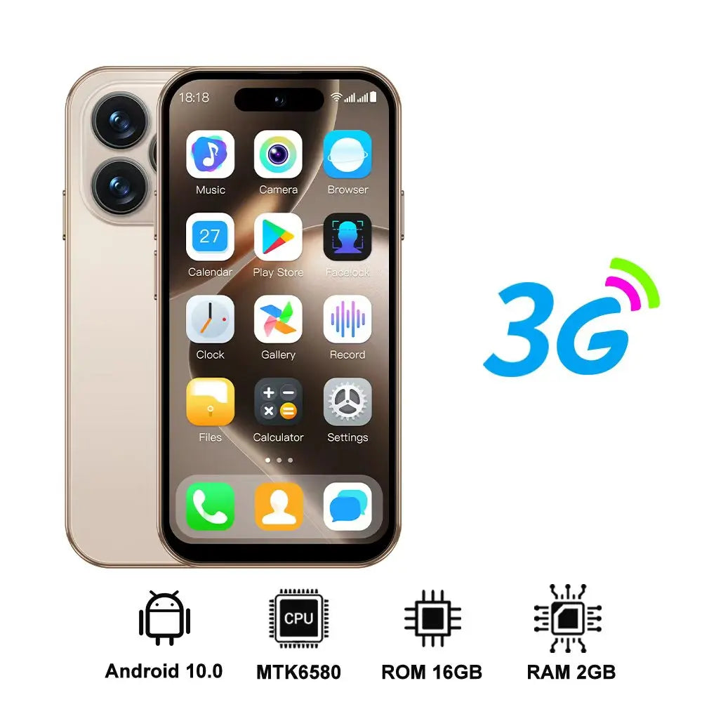 SERVO Mini Android Smartphone Dual SIM RAM 2GB ROM 16GB 3G WCDMA Play Store WiFi Hotspot Face Unlock 4.0" Small Size Smart Phone