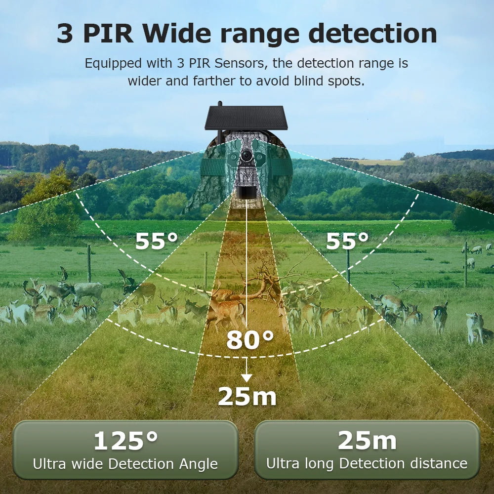 4G Trail Camera HD Video 12MP Images PIR Super-Fast Reflex Trigger Night Vision Wildlife Camera with APP Infrared Camera
