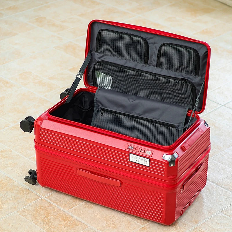 Large Capacity PC Material Suitcase 20/28/32/34-inch Deep-Compartment Travel Luggage with Combination Lock Side-Open Hard Shell