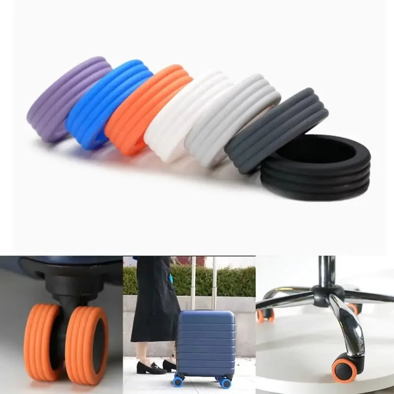 8PCS/Set Silicone Luggage Wheels Protector Suitcase Parts Axles with Silent Sound Travel Luggage Caster shoes Luggage Accessor