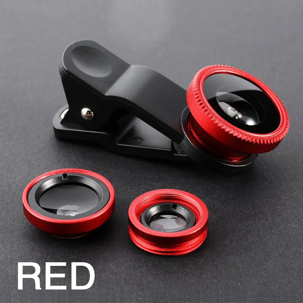 Universal 3 in 1 Phone Fisheye 0.67X Wide Angle Micro Camera Lens For iPhone Xiaomi Smartphone Fish Eye Zoom Len With Phone Clip