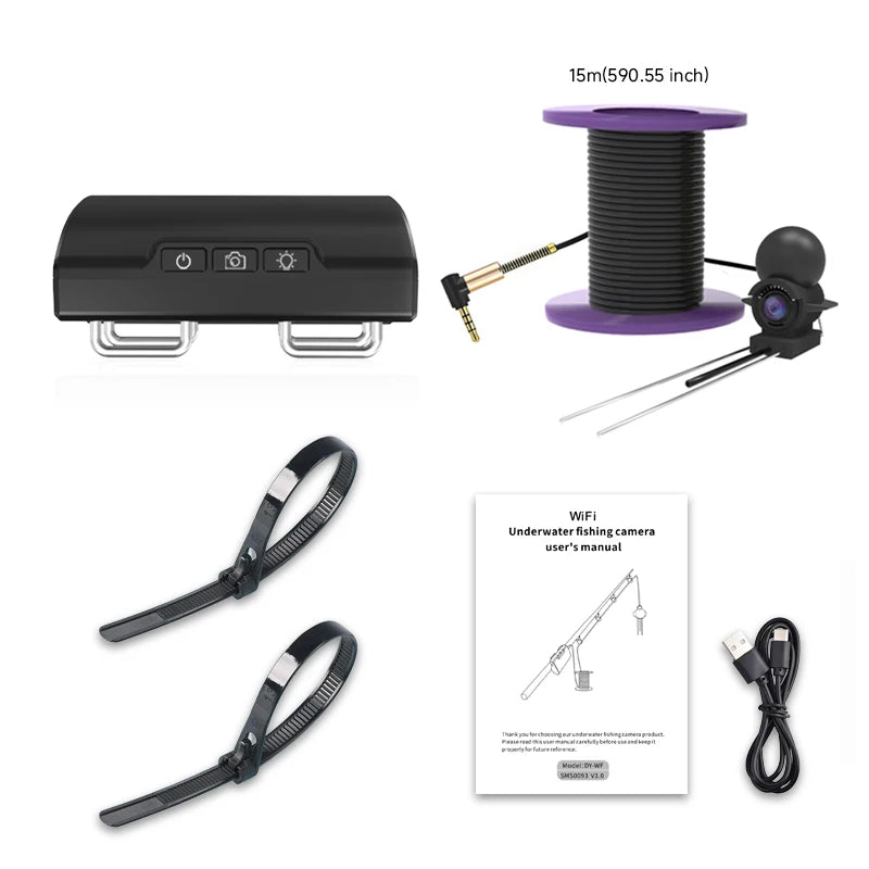 Dodosee 15-50m Underwater WiFi Fishing Camera 2025 New HD Fish Finder with Transmitter Lake Sea IOS&Android Fishing Accessories