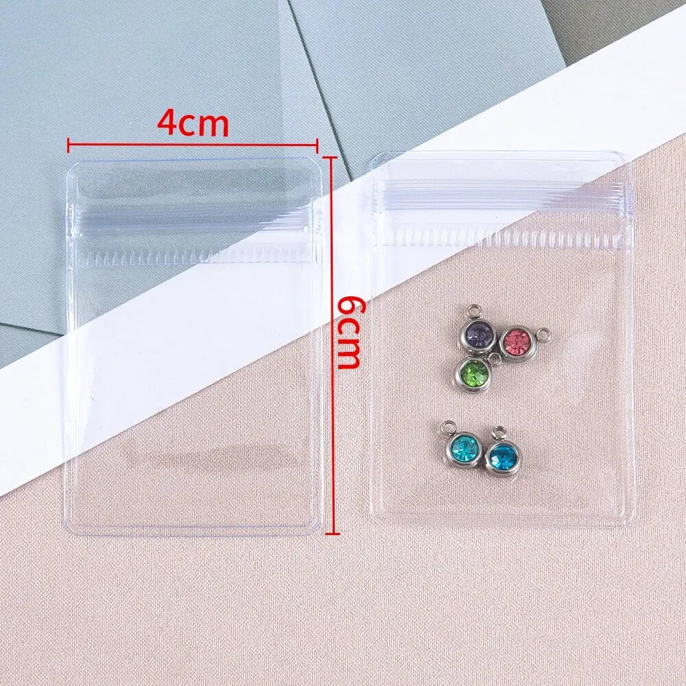 20Pcs Transparent Jewelry Pouches Anti-Oxidation Zip Lock Storage Bags for Earring Necklace Bracelet DIY Display Packaging