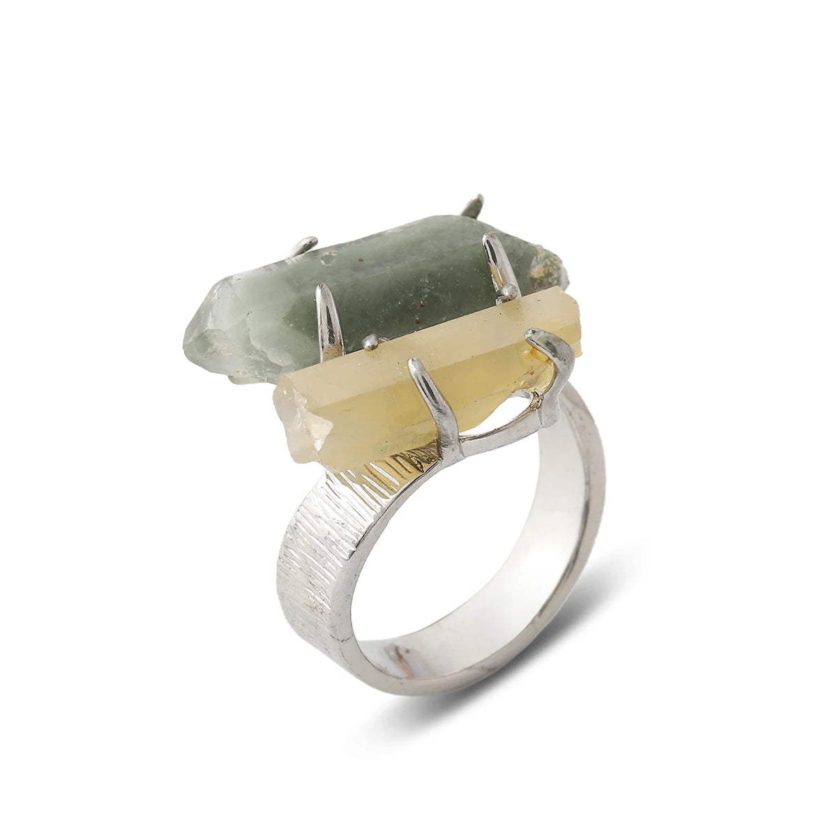 Natural Gemstone Ring Unisex Ring Unique  Crystal Fashion Jewelry Adjustable  Unisex Party Gift Ring Raw Stone Jewelry