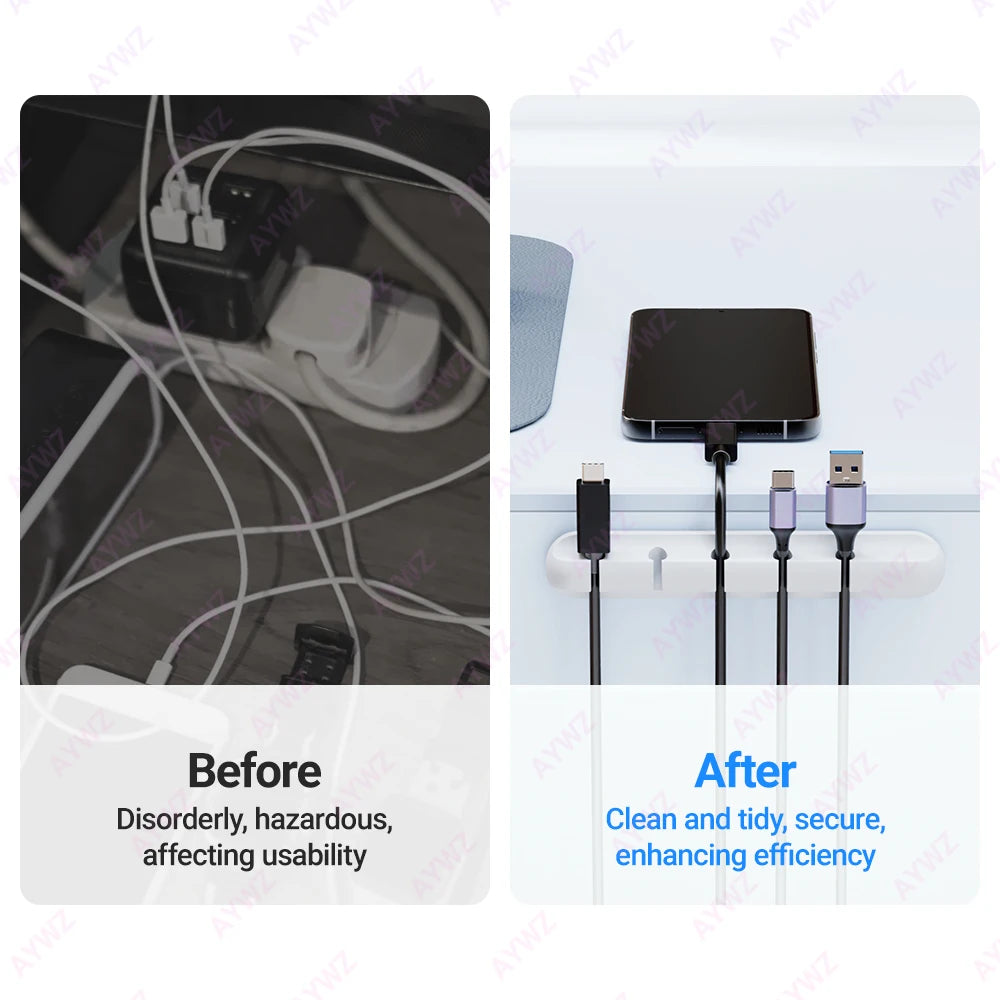 Adhesive Cable Holder Clips Cord Management Wire Organizer for Desktop USB Charging Cable Nightstand Power Cord Mouse Cable 1pc