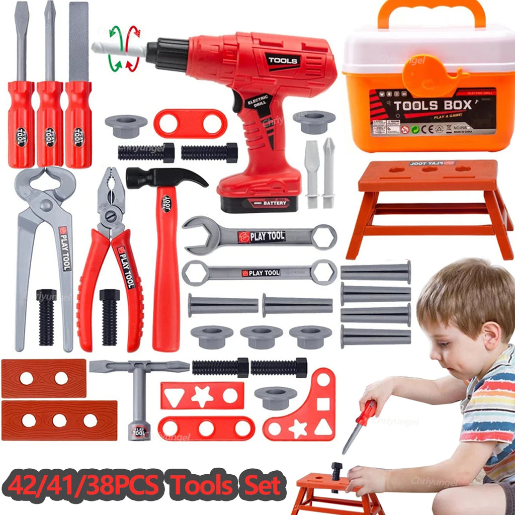 Kids Pretend Tools Kit 38/41/42 PCS Role Play Repair Construction Tool Kit Educational Learning Toys for ToddlersBoys Girls Gift