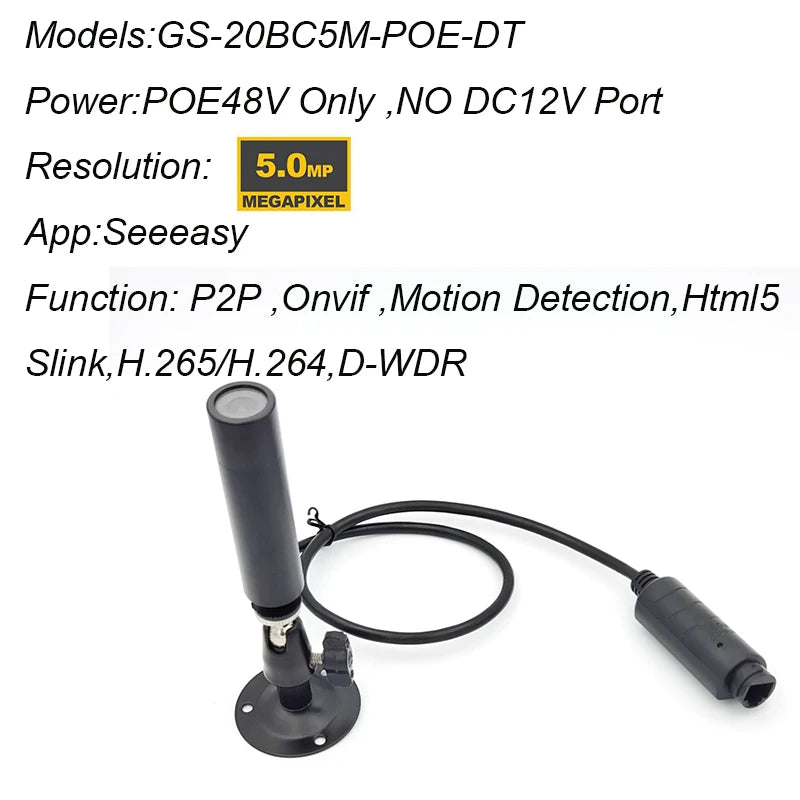 POE 48V NO DC 12V IP Network Mini POE Bullet Camera 1080P 2MP 4MP 5MP Surveillance IP Cam Wide Angle Seeeasy CCTV Video Cam