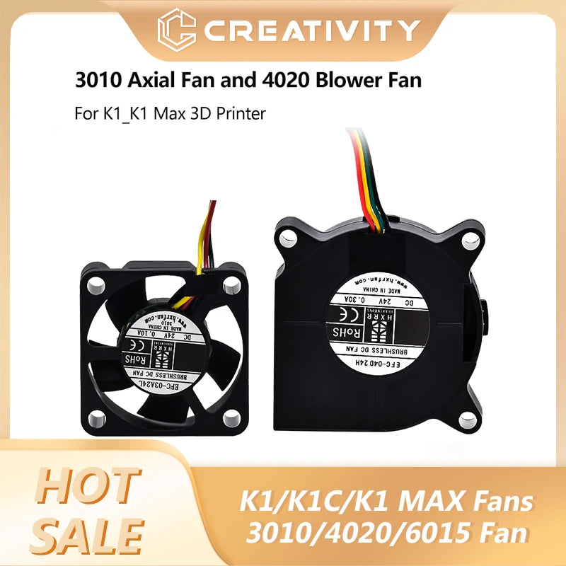 K1C/K1 MAX Fans 4020 Blower Fan DC 24V 3010 Axial Cooling Fan Extruder Hotend Heat Sink Fan for K1/K1C/K1 MAX 3D Printer