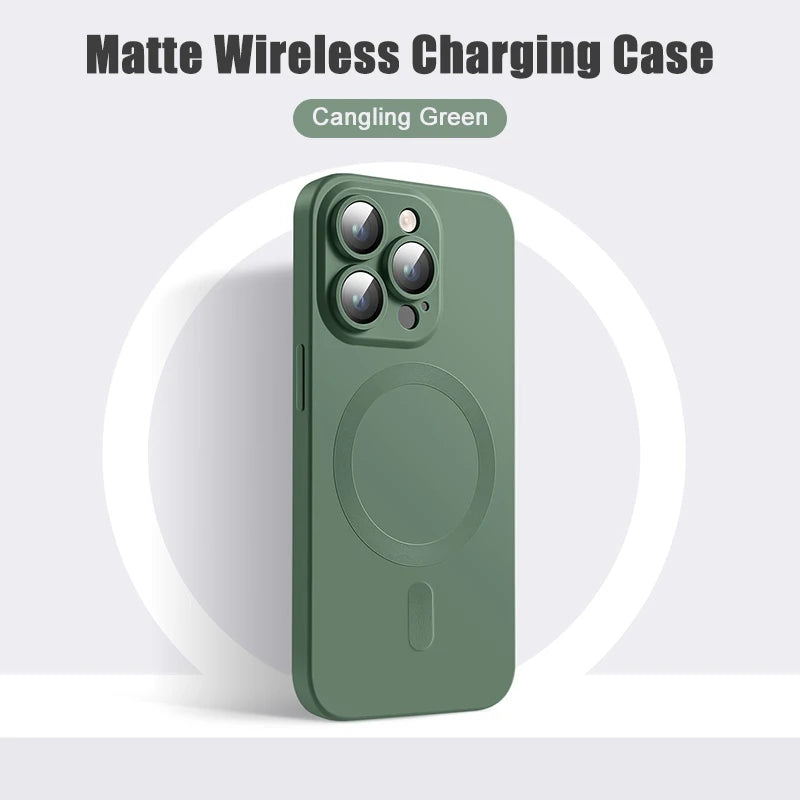 Original Matte Silicone Magnetic Case For iPhone 15 13 11 12 14 16 Pro Max Plus Magsafe Cases Wireless Charge Cover Accessories