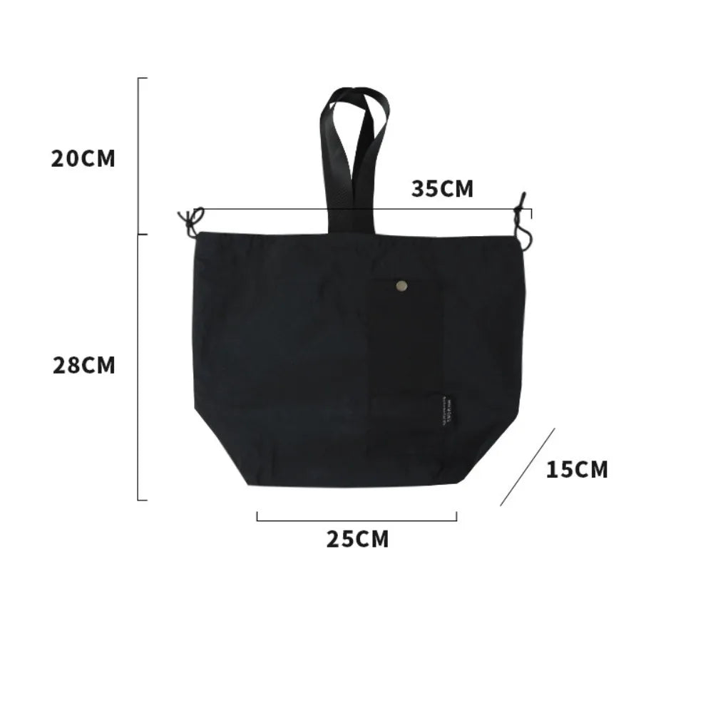 Durable Nylon+Polyester Lunch Bags Green Khaki Black Large Capacity Thermal Insulation Bag Drawstring Lunch Pack Outdoor