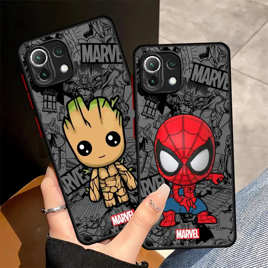 Case for Xiaomi Mi 11T 14 13 Pro 13 11 Lite 12T 12x 10T Back Phone Cover Cartoon Marvel Groot Spiderman