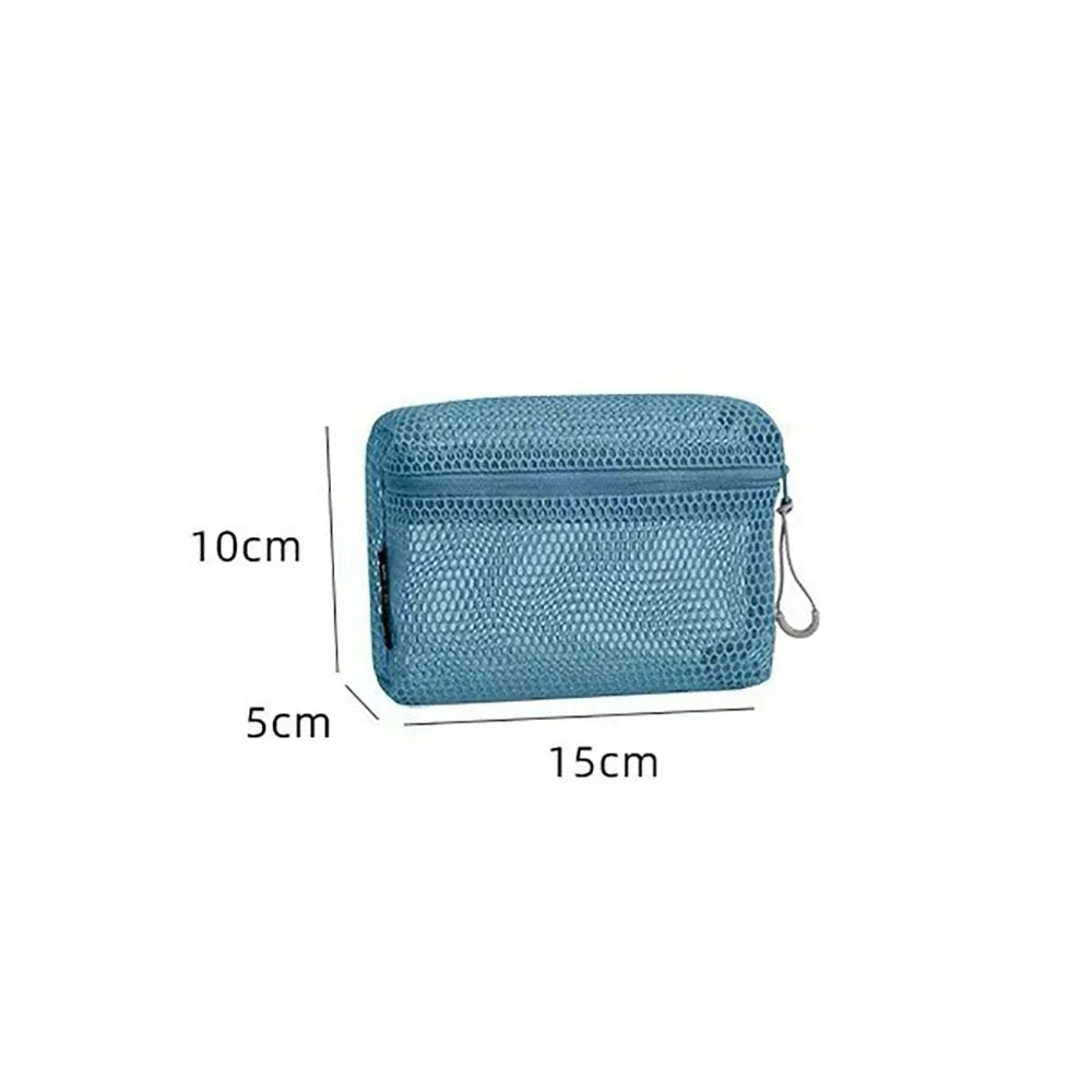 Casual Nylon Storage Pouch With Zipper Hand-held Mesh Pouch Multipurpose Mesh Toiletry Wash Bags Travel