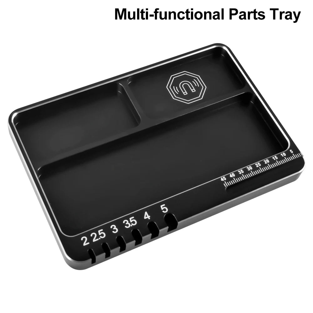 9IMOD RC Screw Tray with Magnetic Pad Aluminium Alloy Magnet Screws Disk Storage Plate for RC Airplane Car Boat Repair Tool