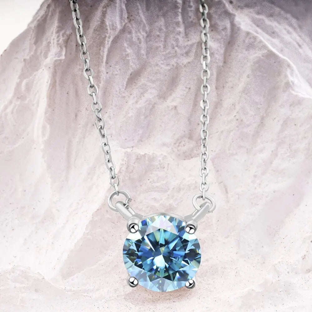 Moissanite Dia 6.5Mm 0.5-5CT Woman Pendant Sier Necklace For Women Chains Party Bridal Fine Jewelry  925sterling silver necklace