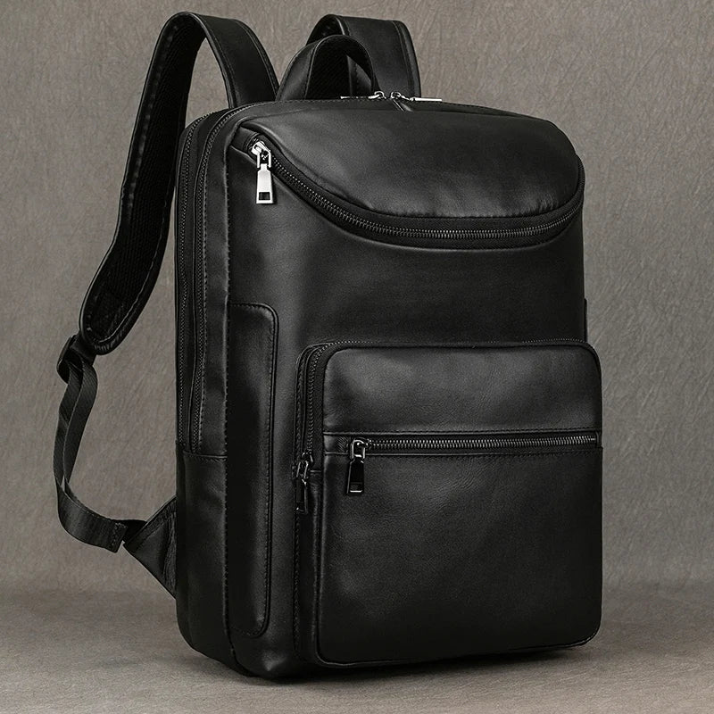 2025 New Fashion Leather Bagpack Bag 14 15.9 Laptop Backpack for Man Male Genuine Leather Men's Travel Bagpack Crazy Horse Skin