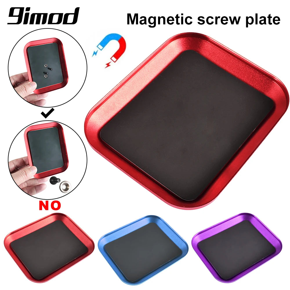 9IMOD RC Screw Tray with Magnetic Pad Aluminium Alloy Magnet Screws Disk Storage Plate for RC Airplane Car Boat Repair Tool