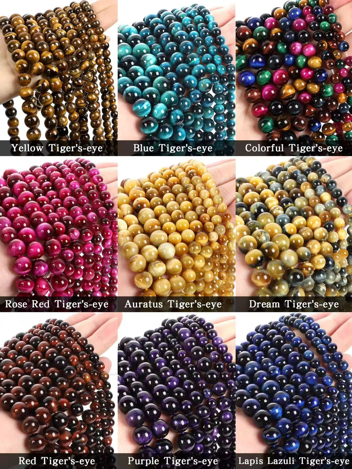 Natural Stone Yellow Red Blue Tiger's Eye Bead Round Loose Spacer Bead 4-12mm For Jewelry Making Diy Necklace Bracelet Accessoy