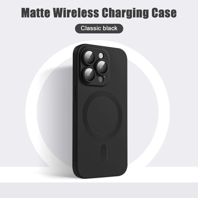 Original Matte Silicone Magnetic Case For iPhone 15 13 11 12 14 16 Pro Max Plus Magsafe Cases Wireless Charge Cover Accessories