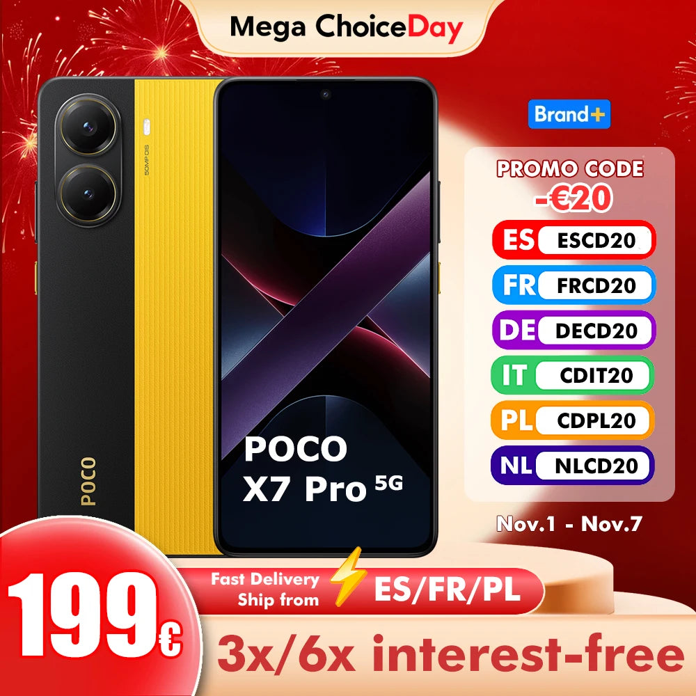 POCO X7 Pro Global Version 5G Mobile Phone Dimensity 8400-Ultra 6000mAh Battery 90W HyperCharge 1.5K 120Hz Display IP68