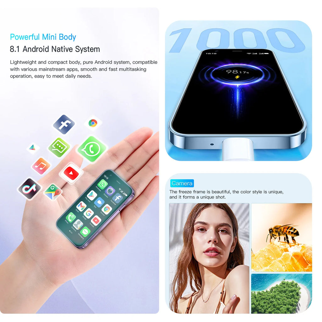 SOYES XS15 Blue Mini Smartphone Android 8.1 3.0-inch Display Android 8.1 2/16 Storage Dual SIM Dual Standby Support Play Store