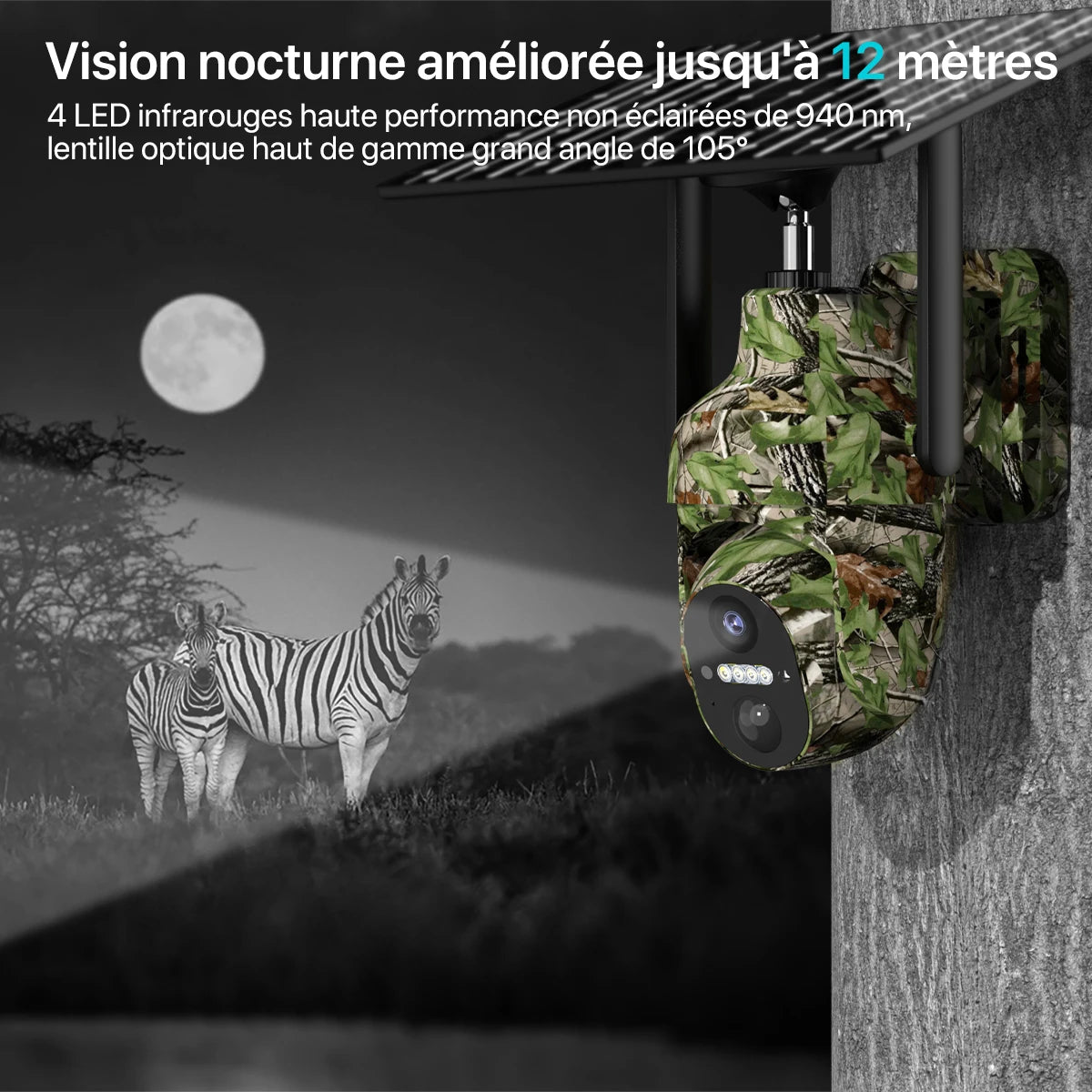 4G SIM Solar Power Supply Camera Outdoor Monitor PIR Human Detection Camouflage Hunting Surveillance HD Night Vision Ucon App