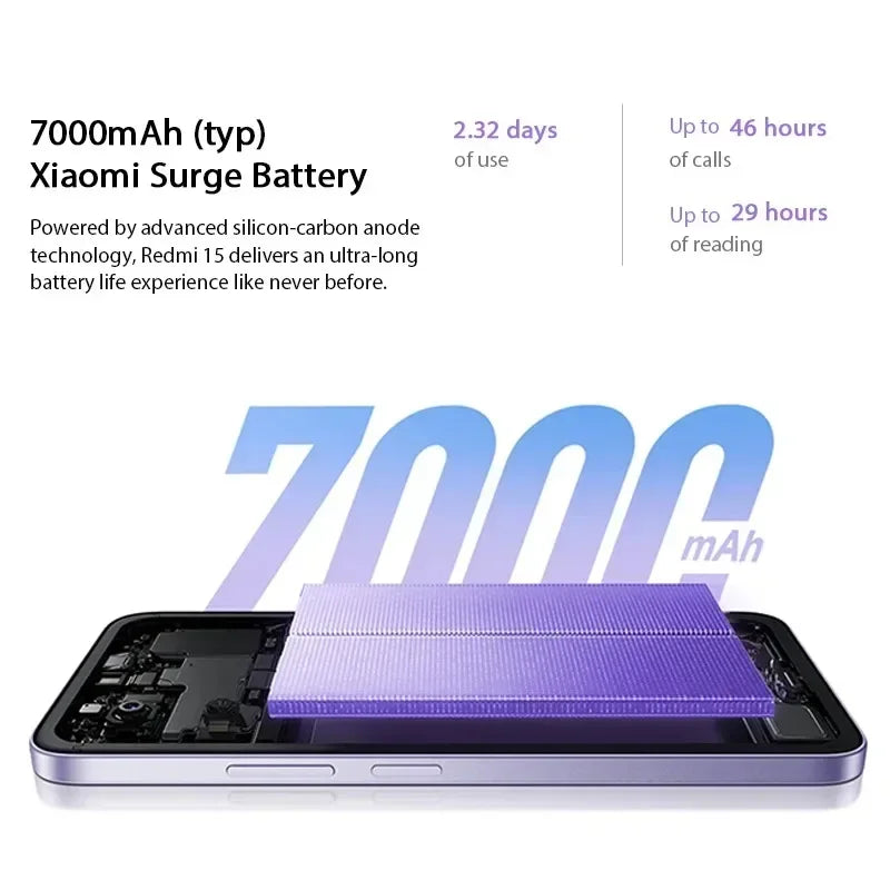 Redmi 15 Global Version Smartphone 50MP 6.9" Up to 144Hz Snapdragon 685 Mobile Platform 33W Fast Charging 7000mAh Battery IP64
