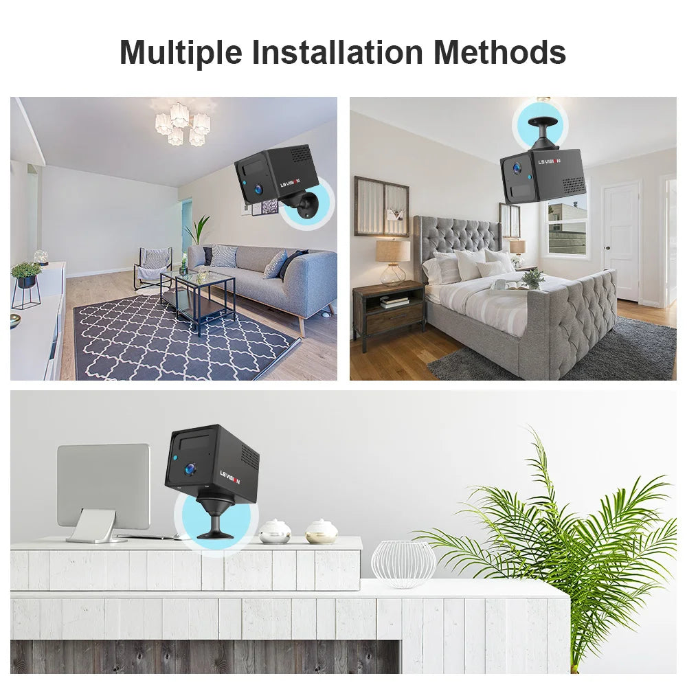 LS VISION 5MP Ubox Mini Camera 4G SIM Indoor Human Detection WIFI Security Cameras 3800mAh Battery CCTV Surveillance IP Camera