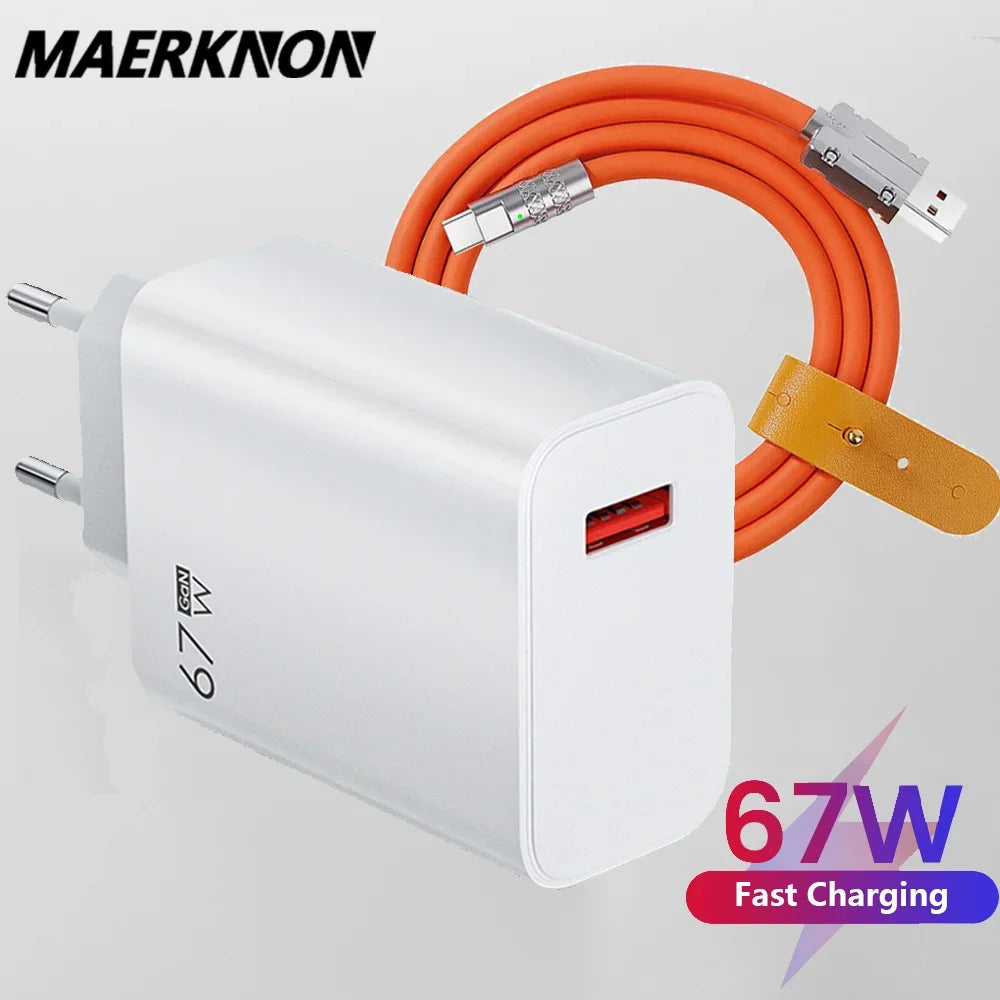 67W USB Fast Charger For Xiaomi 6A Type C Cable Phone Power Adapter For Mi 12 11 POCO X5 X4 Pro Redmi Note9 10 11 Charging Line