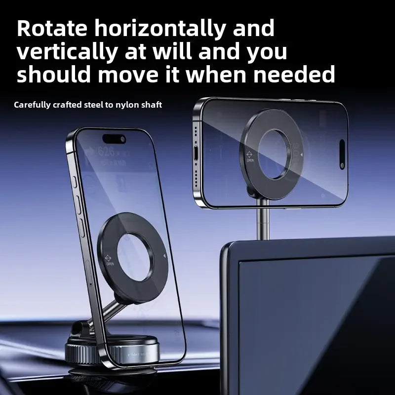 Foldable magnetic car phone holder, vacuum suction cup rotating 360 °, suitable for multi angle adjustment of vehicles and walls