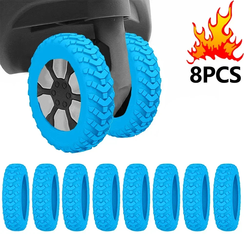 8PCS Luggage Wheels Protector Silicone Wheels Caster Shoes Travel Luggage Suitcase Reduce Noise Wheels Guard Cover Accessories