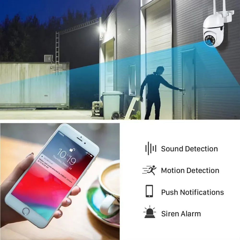 3MP Wifi IP Wireless Security Surveillance PTZ Camera 8X Zoom Cameras Tracking Two-way Audio HD Night Color Cam