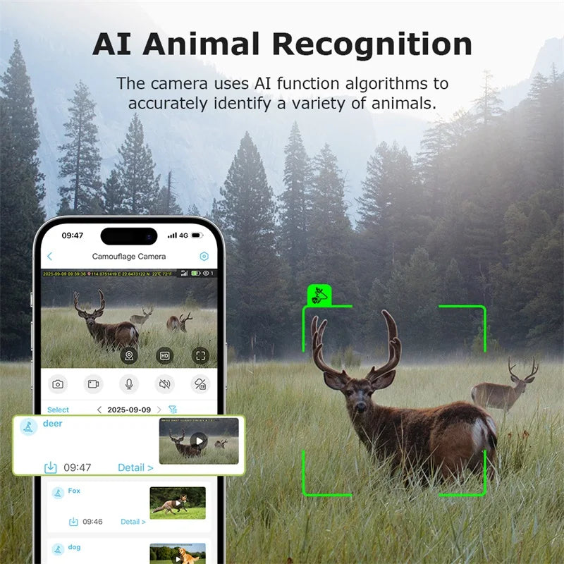 4G Trail Camera HD Video 12MP Images PIR Super-Fast Reflex Trigger Night Vision Wildlife Camera with APP Infrared Camera
