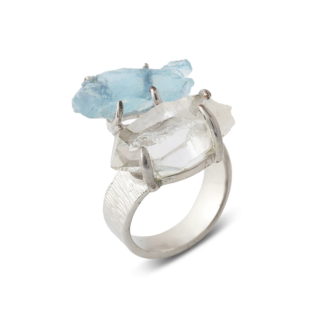 Natural Gemstone Ring Unisex Ring Unique  Crystal Fashion Jewelry Adjustable  Unisex Party Gift Ring Raw Stone Jewelry
