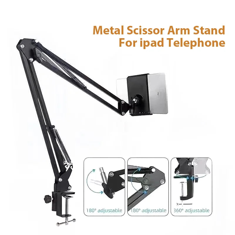 Rotatable Tablet Stand Phone Stand Long Arm Metal 360° Adjustable Holder For iPad for 4 to 11 inch Xiaomi iPhone Huawei Samsung