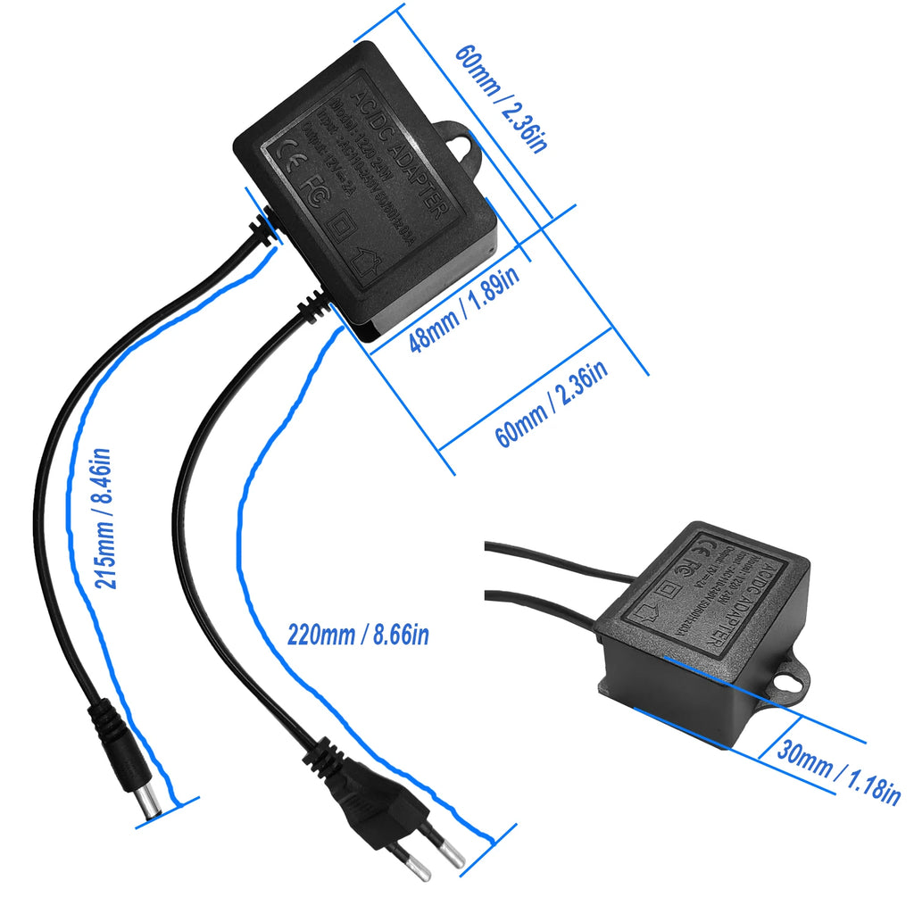 Power Adapter DC12V 2A EU Plug Outdoor Waterproof For CCTV Security Surveillance Camera Charger NVR DVR Router Input AC110V-240V