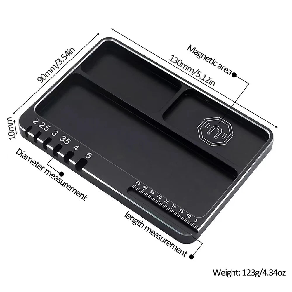 9IMOD RC Screw Tray with Magnetic Pad Aluminium Alloy Magnet Screws Disk Storage Plate for RC Airplane Car Boat Repair Tool