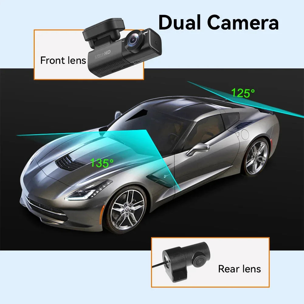 PEGATAH 4G LTE Dashcam GPS Remote Connection Live-View 4K Dual Lens Car Camera 24H Parking Collision Warning Car Video Recorder