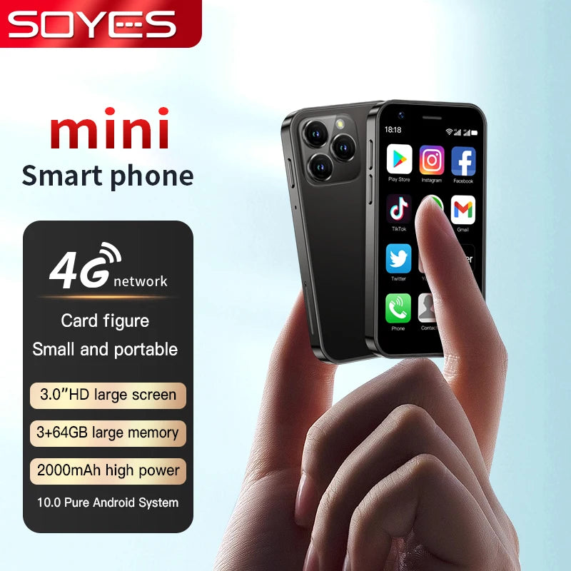 Top Selling SOYES XS16 mini 4G Smartphone 3.0inch 3GB RAM 64GB ROM Android 8.0 5MP Camera Dual SIM With Play Store WhatsAPP