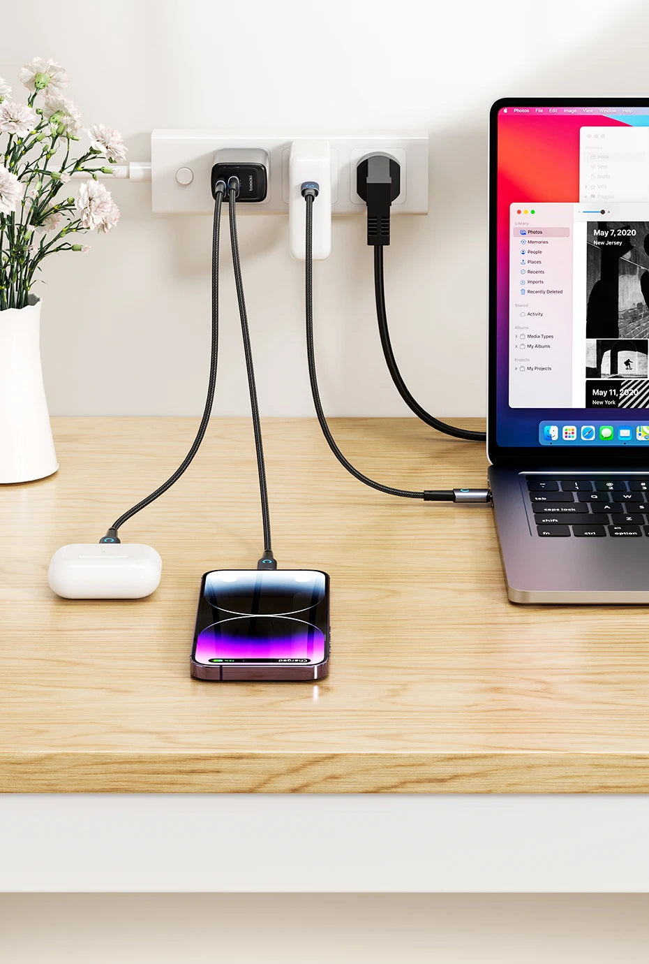 Toocki Self-Adhesive Power Socket Strip Fixator Wall Mounted Self Adhesive Punch Free Row Plug Holder for Kitchen Home Office