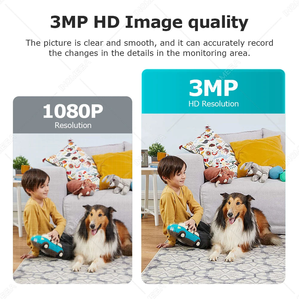 3MP WiFi Camera ICSEE Indoor Wireless IP Surveillance Camera with Screen Automatic Tracking Security Baby Monitor