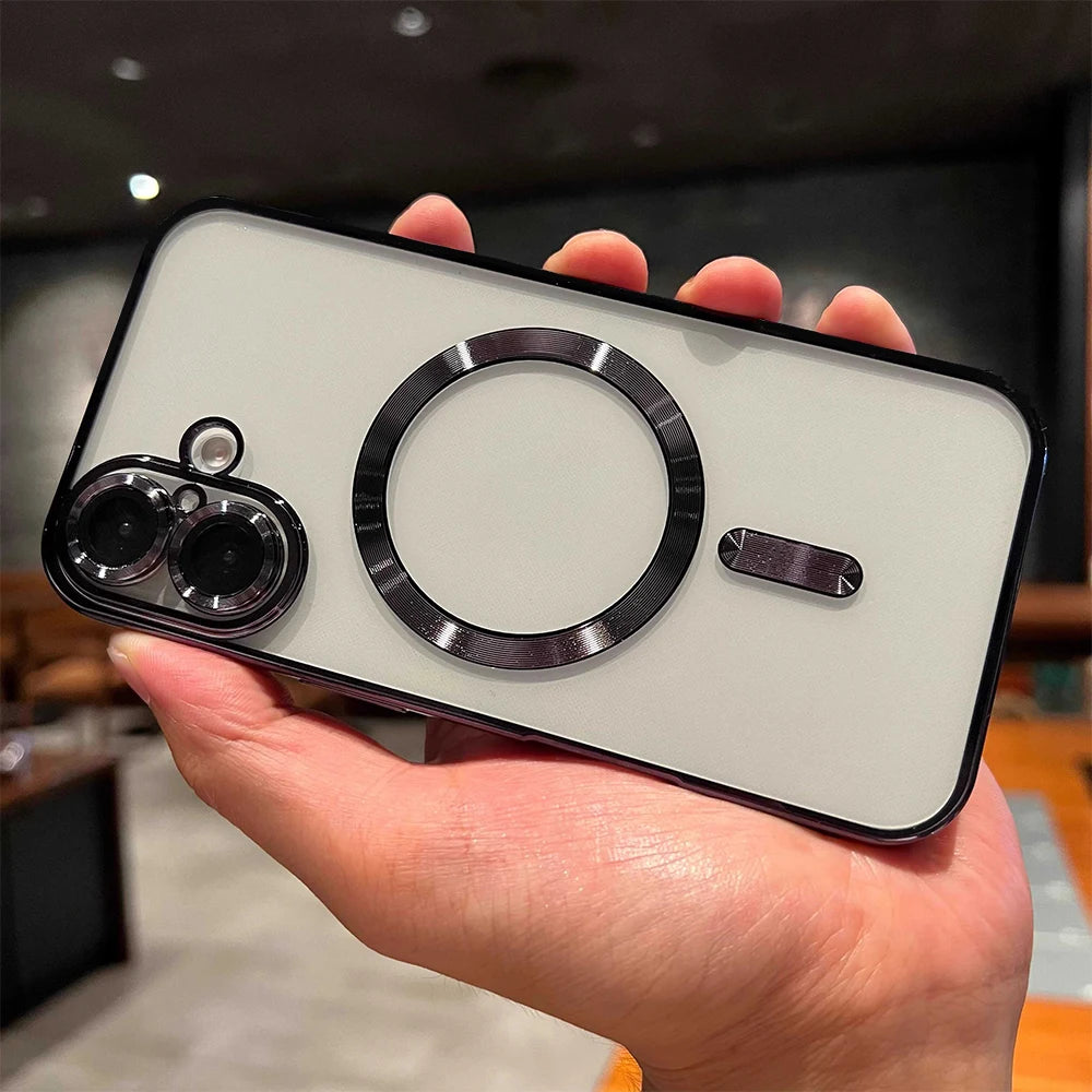 Original Magnetic For Magsafe Plating Clear Case For iPhone 16 15 14 13 12 11 Pro Max Shockproof Silicone Wireless Charge Cover